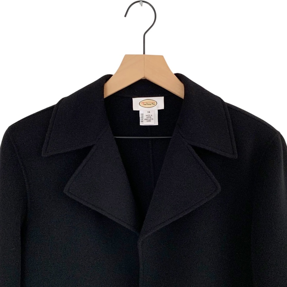 Talbots Black 100% Wool Open Front Jacket (Capsule Minimalist Oversized Retro) - Picture 4 of 9